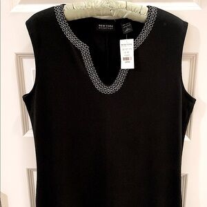 New York & Company Black Mini Dress with Silver Trim